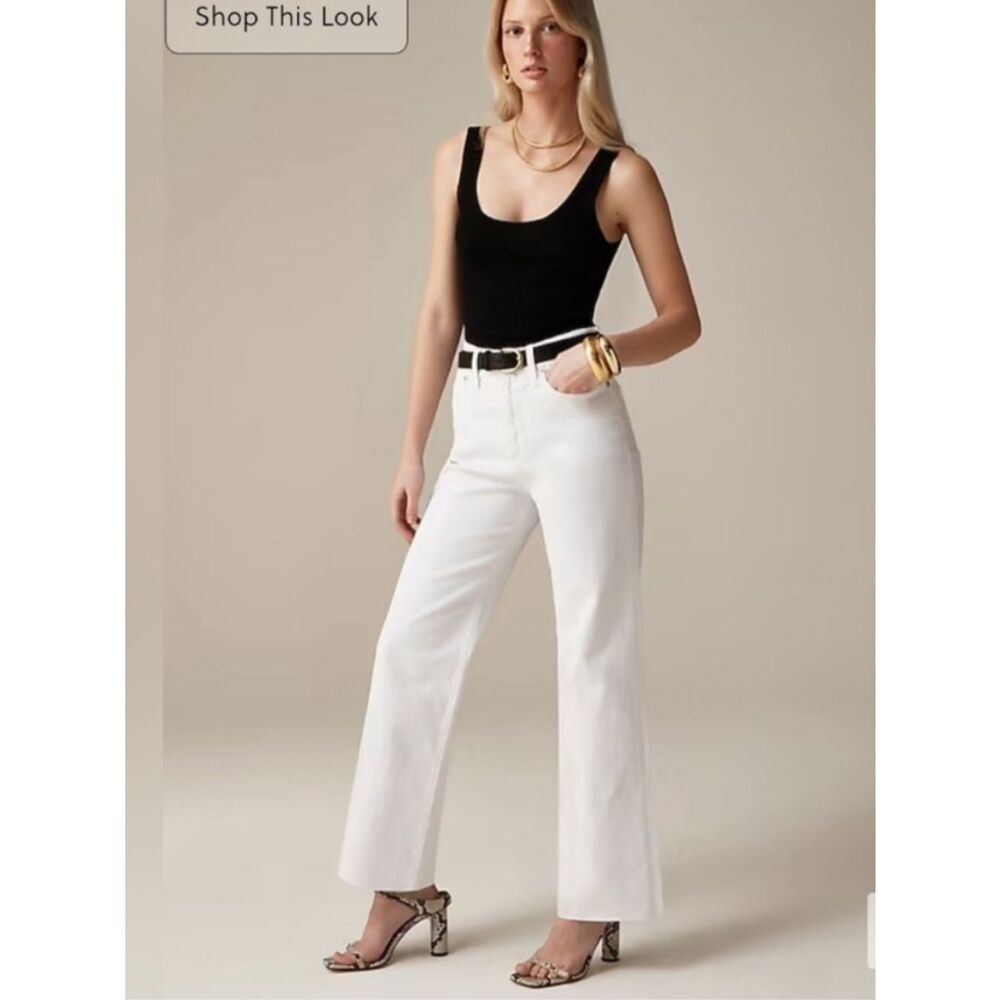 J. Crew Slim Wide Leg Jean White Raw Hem Womens 31 - Picture 5 of 11